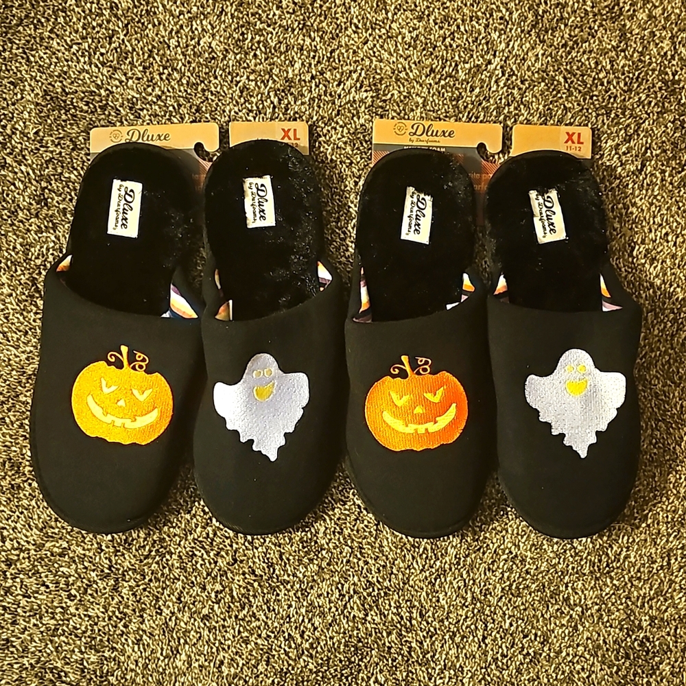 Dearfoams Halloween Slippers 2 pair New w Tags $40 Size XL 11-12